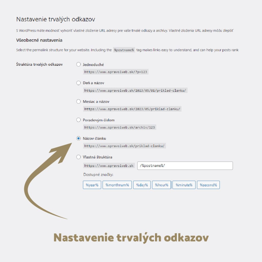 Nastavenie trvalých odkazov vo WordPresse.